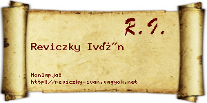 Reviczky Iván névjegykártya